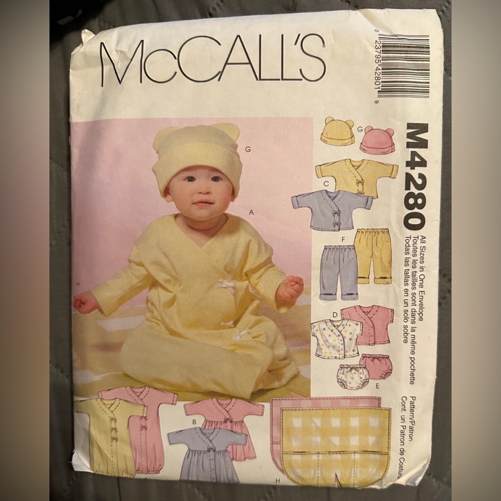 Clothes Pattern McCall’s #M4280 2003 Baby Outfit w/Hat - Uncut